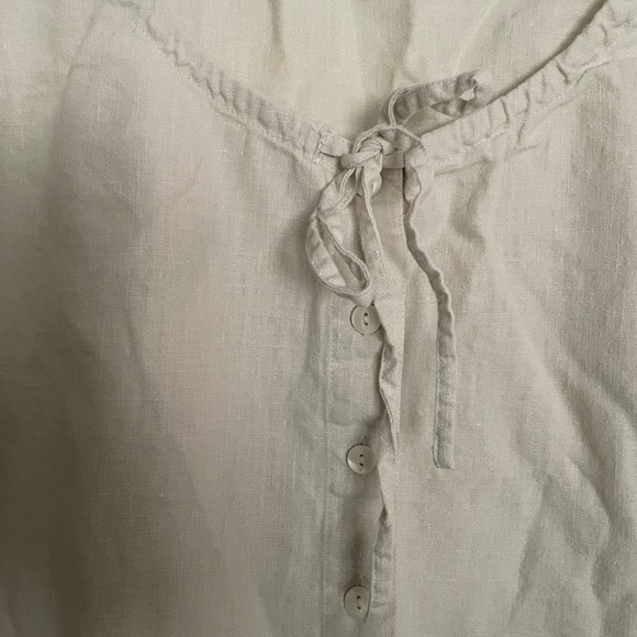 Vintage Lee Women's Linen and Cotton Beige Button-Up Blouse - Picture 3 of 5